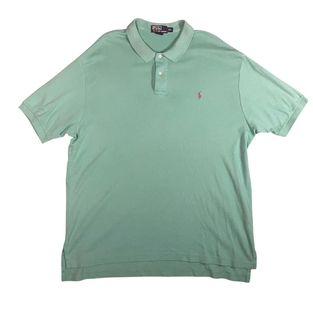 POLO Ralph Lauren Men's XXL Green Short Sleeve Cotton Collar Polo‎ Shirt